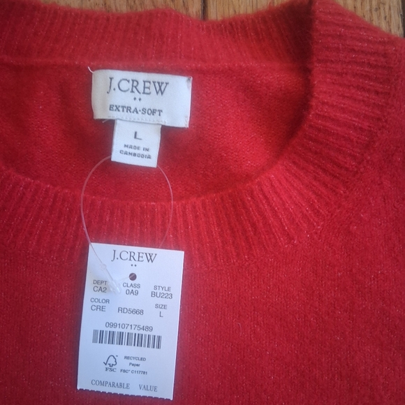 J. Crew Womens Red Extra Soft Crew Neck Sweater NWT - Picture 11 of 11